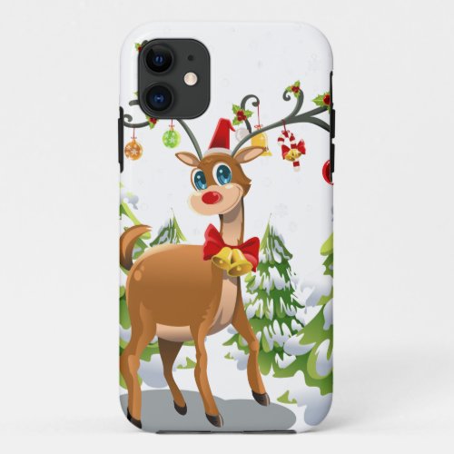 Cute Reindeer in the Snow iPhone 11 Case