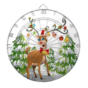 Cute Reindeer in the Snow Dartboard With Darts