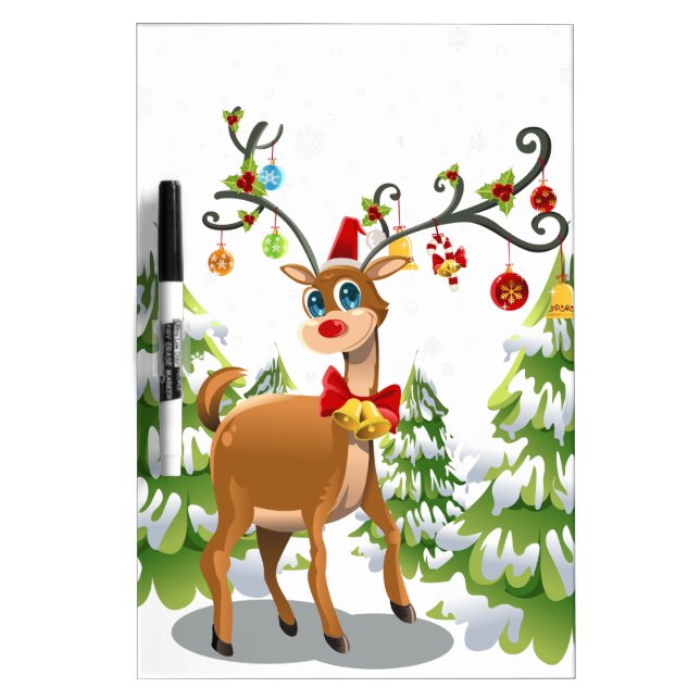 Cute Reindeer in the Snow Dry Erase Board (Front)