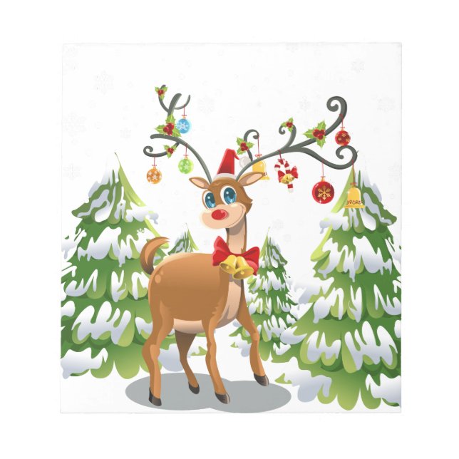 Cute Reindeer in the Snow Notepad (Front)