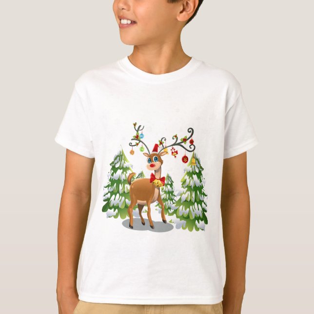Cute Reindeer in the Snow T-Shirt (Front)