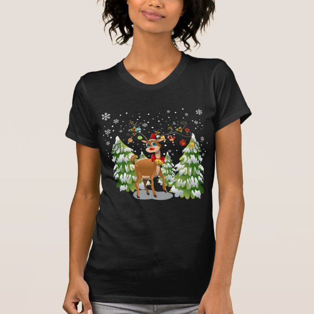 Cute Reindeer in the Snow T-Shirt (Front)