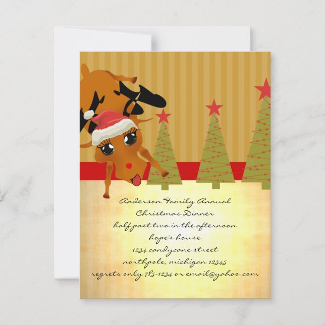 Cute Reindeer Invitation (Front)