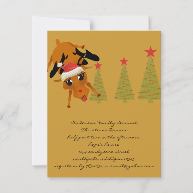 Cute Reindeer Invitation (Front)
