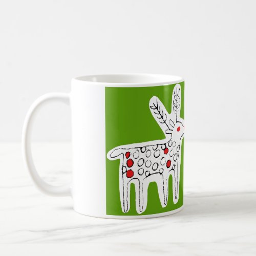 Cute Reindeer Kiss Green Coffee Mug
