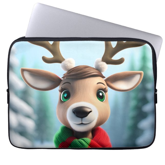 Cute Reindeer Laptop Sleeve (Front)