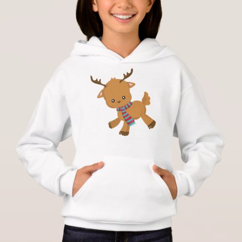 Cute Reindeer Little Reindeer Antlers Scarf Hoodie