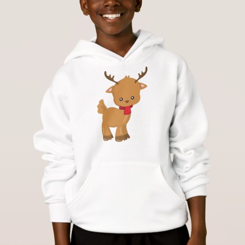 Cute Reindeer Little Reindeer Scarf Antlers Hoodie