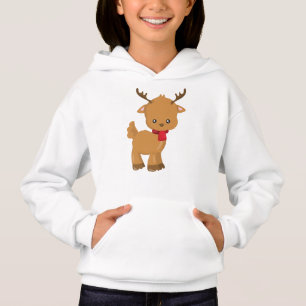 Cute Reindeer, Little Reindeer, Scarf, Antlers Hoodie