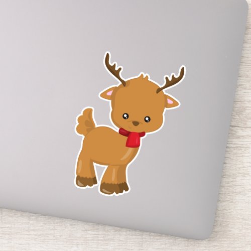 Cute Reindeer Little Reindeer Scarf Antlers Sticker