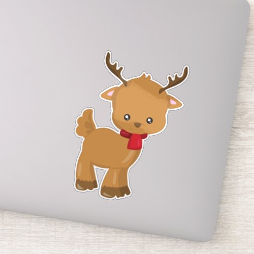 Cute Reindeer Little Reindeer Scarf Antlers Sticker