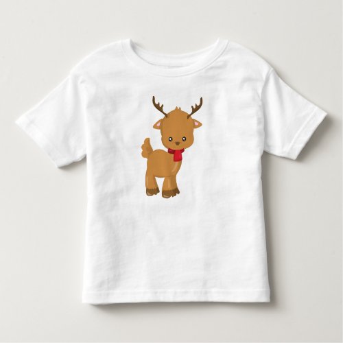 Cute Reindeer Little Reindeer Scarf Antlers Toddler T_shirt