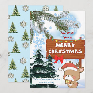 Cute Reindeer Merry Christmas Holiday Card