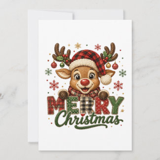 Cute Reindeer Merry Christmas Invitation