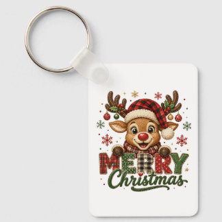 Cute Reindeer Merry Christmas Keychain