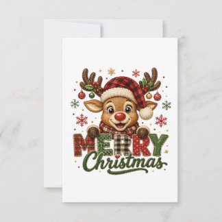 Cute Reindeer Merry Christmas Thank You Card