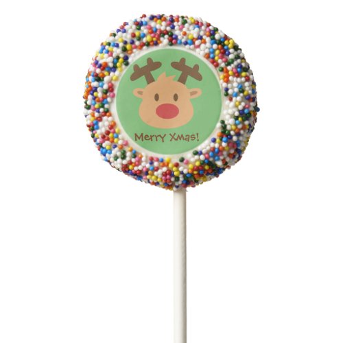 Cute Reindeer Merry Xmas Party Treats Chocolate Dipped Oreo Pop