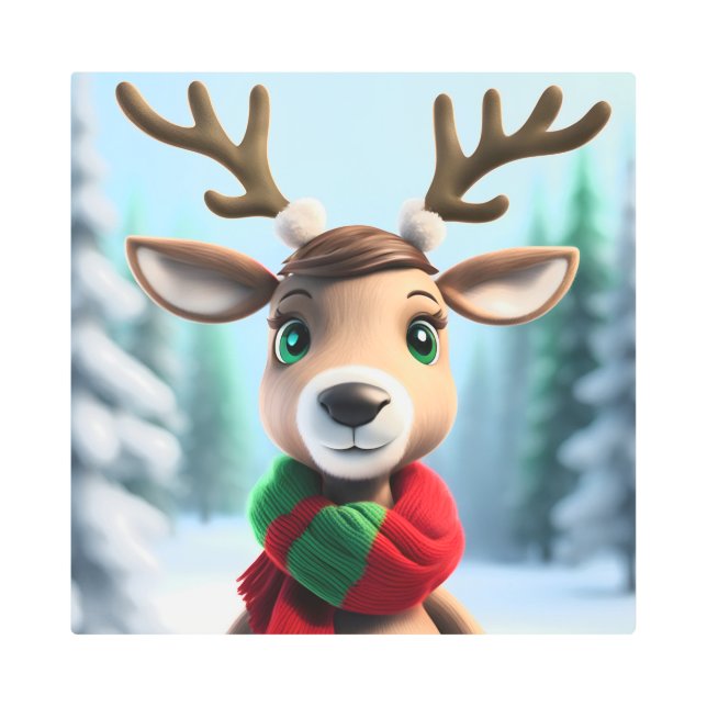 Cute Reindeer Metal Print (Front)