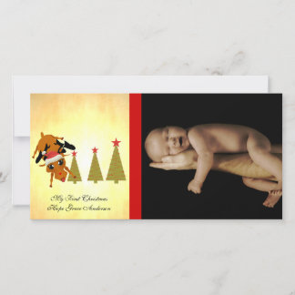 Cute Reindeer My 1st Christmas Holiday Photo Card