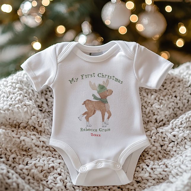 Cute Reindeer My First Christmas Baby Bodysuit (Creator Uploaded)