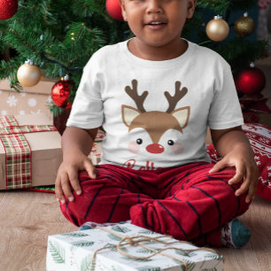 Cute Reindeer Name In Red Christmas T-Shirt