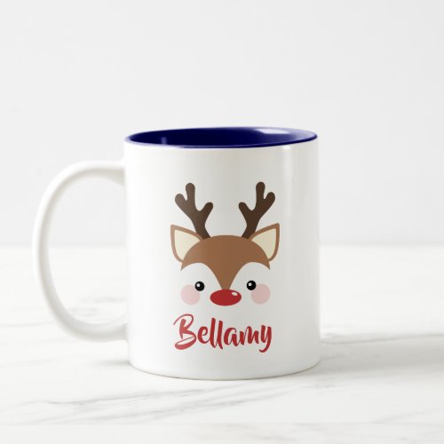 Cute Reindeer Name In Red Christmas Two_Tone Coffee Mug