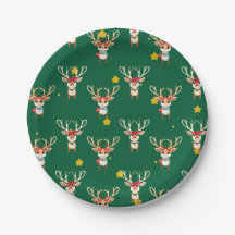 Cute Reindeer Paper Plates