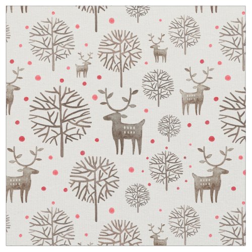 Cute Reindeer Pattern Smoke White Custom Color Fabric