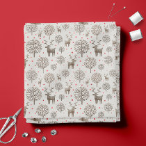 Cute Reindeer Pattern Smoke White Custom Color Fabric