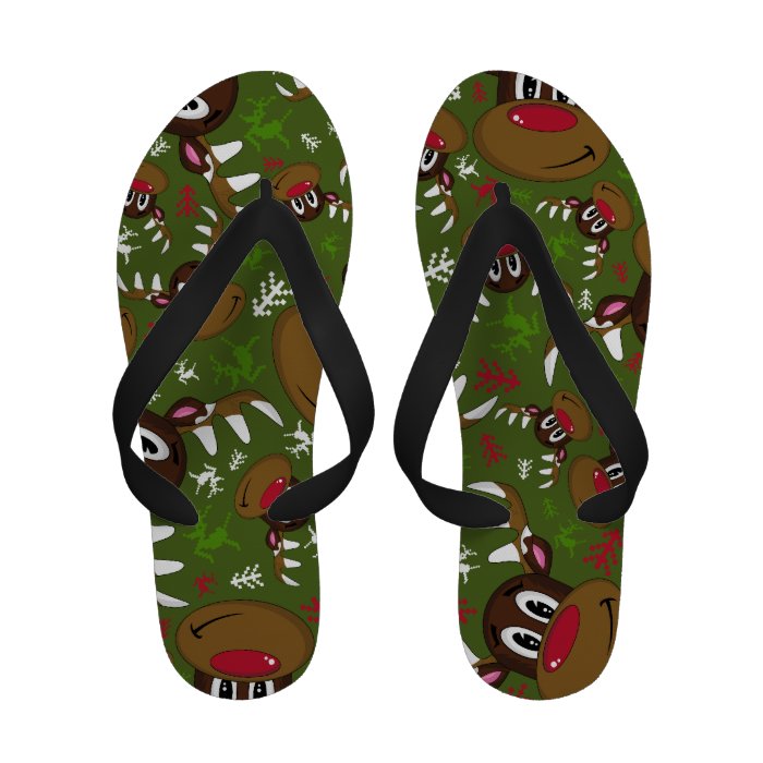 Cute Reindeer Patterned Flip Flops