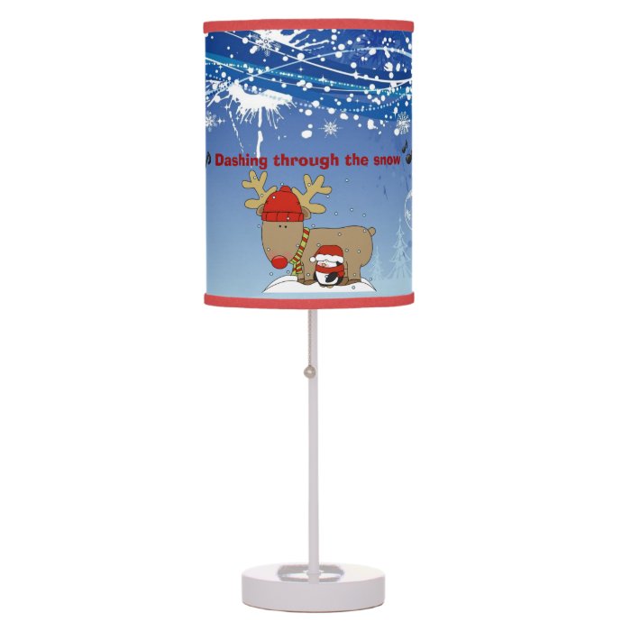 Cute Reindeer & Penguin Holiday Table Lamp