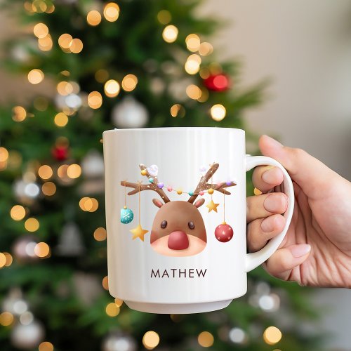 Cute Reindeer Personalized Christmas Mug