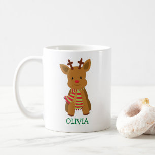 Cute Reindeer Personalized Christmas Mug