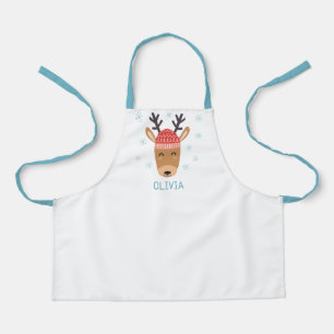 Cute Reindeer Personalized Kids Holiday Apron