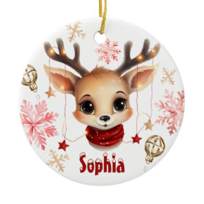 Cute Reindeer Personalized Tree Ornament