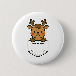 Cute Reindeer Pocket Pal Funny Santa's Reindeer Ch Button