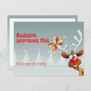 Cute reindeer Rudolph christmas wishes Postcard