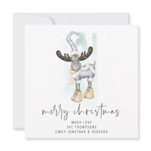 Cute Reindeer Script Merry Christmas Card
