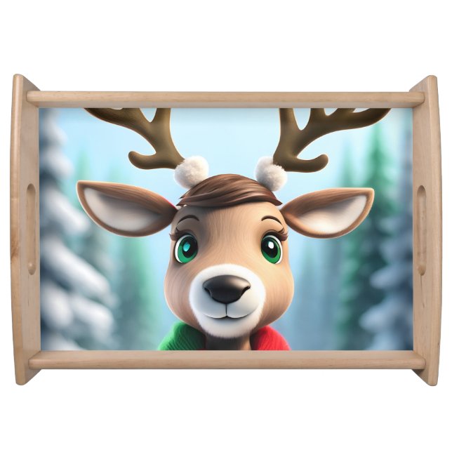 Cute Reindeer Serving Tray (Front)