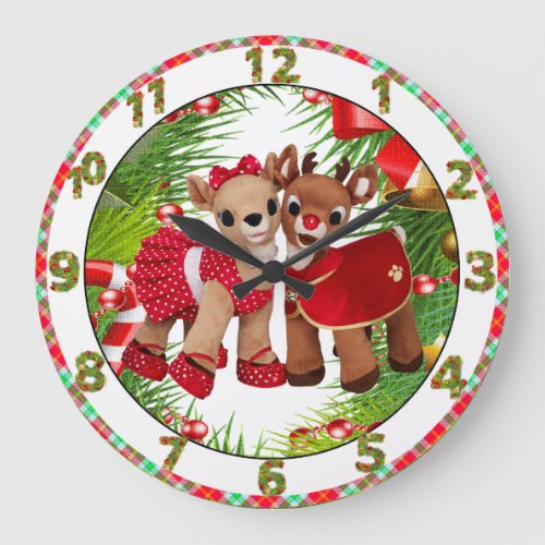 cute reindeer sweet heart christmas clock