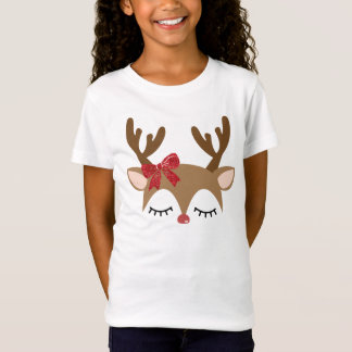 Cute Reindeer T-Shirt for Girls Christmas Shirt