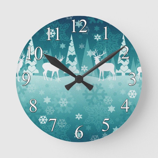 Cute Reindeer Winter Holiday Clock (Front)