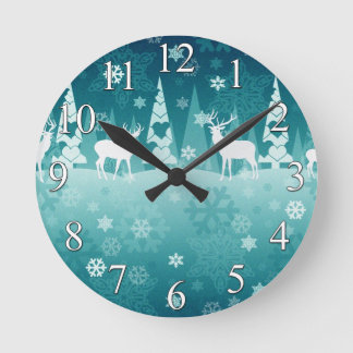 Cute Reindeer Winter Holiday Clock
