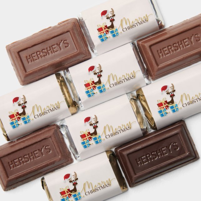 Cute Reindeer with Christmas Gifts Candy Wrapper Hershey's Miniatures (Assorted)