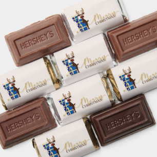 Cute Reindeer with Christmas Gifts Candy Wrapper Hershey's Miniatures