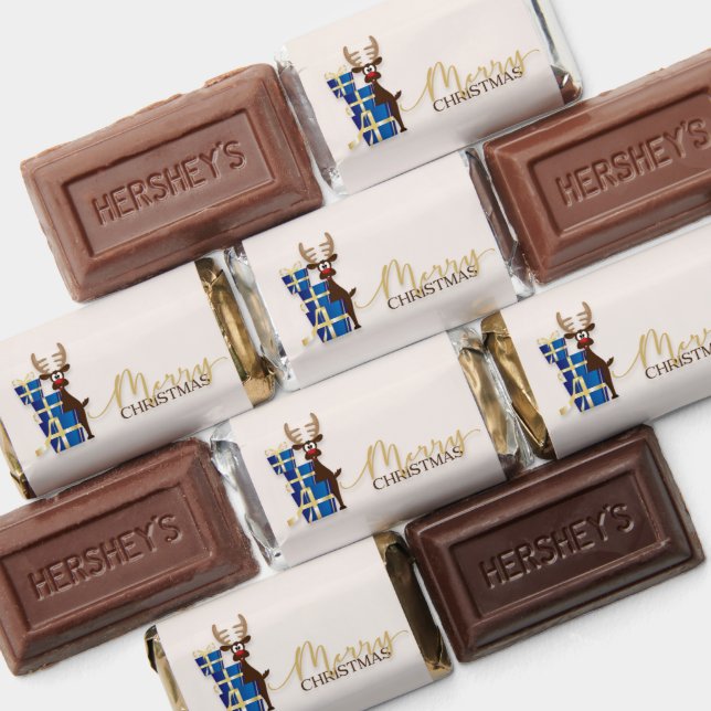Cute Reindeer with Christmas Gifts Candy Wrapper Hershey's Miniatures (Assorted)