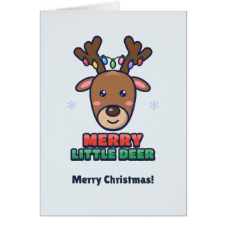Cute Reindeer with Christmas Lights Kids Holiday Cards