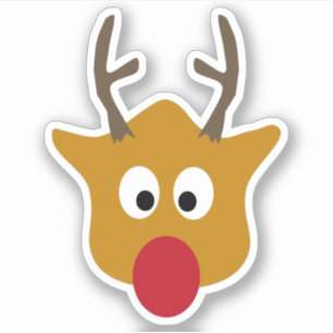 Cute Reindeer With Red Nose Christmas Sticker
