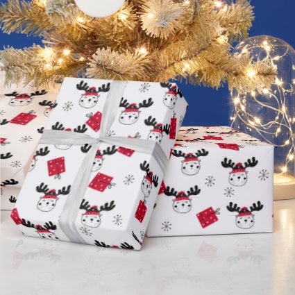 Cute Reindeer With Santa Hat Christmas Gift 
