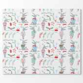 Cute Reindeer Woodland Animal Christmas Wrapping Paper (Flat)